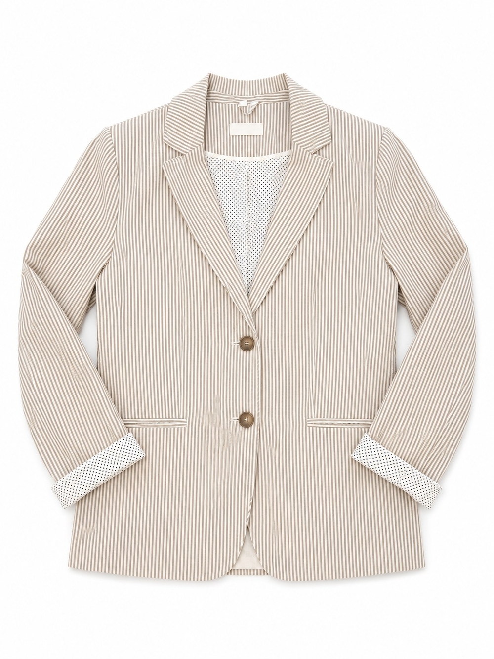Searsucker Tan And White Women's Blazer Jacket